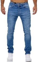 Jeans Herren Slim Fit Jeanshose Stretch Designer Hose Denim 1509 (32-32, 1509-1 Hellblau)