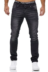 MERISH Jeans Herren Slim Fit Jeanshose Designer (1512, 1509) Schwarz (1509-4)