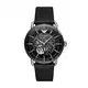 Emporio Armani Uhr für Herren , Automatikwerk, 43mm Silbernes Edelstahlgehäuse mit Lederarmband, AR60026