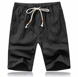 Tansozer Kurze Hosen Herren Shorts mit Gummizug Taschen Schwarz