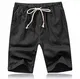 Tansozer Kurze Hosen Herren Shorts Sommer Baumwolle Leinen mit Gummizug Taschen Schwarz M
