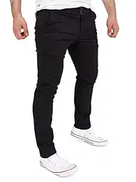 WOTEGA Chino Hose Schwarz Lange Herren Stoffhose Chinohose Business Männer Stretch Glenn, (Black 194008), W32/L32
