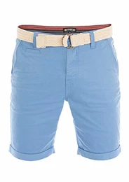 Herren Chino Shorts RIVHenry Gürtel Bermuda Kurze Hose 98% Baumwolle Hellblau Dunkelblau Navy Rot Grün Orange Beige Grau w30 - w42 (W 32, Middle Blue)
