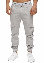 OneRedox Herren Chino Pants Jeans Joggchino Hose Jeanshose Skinny Fit Modell H-3408 Altweiß 32