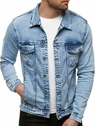 Herren Jeansjacke Jacke Jeans Übergangsjacke Sommerjacke Frühlingsjacke Herbstjacke Vintage Herrenjacke Herbst Übergangs Denim Bikerjacke Jacket Übergangs O/W1093Z HELLBLAU M