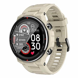 Bluetooth Sport Smart Watch wasserdichte Android Military Watch mit Herzfrequenz- / Schlafüberwachung Mehrere Sportmodi Outdoor Health Smart Watches für Männer Frauen (Beige)