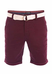 Herren Chino Shorts RIVHenry Gürtel Bermuda Kurze Hose 98% Baumwolle Schwarz Hellblau Dunkelblau Navy Rot Grün Orange Beige Grau w30 - w42 (31W, Wine Red (15400))