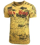 Baxboy Herren Rundhals Vintage T-Shirt Slim Fit Design Fashion Top Print Shirt 102 Gelb