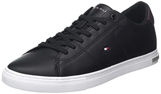 Tommy Hilfiger Herren Sneakers Essential Leather Detail Vulc Schwarz