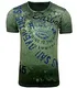 Herren Rundhals Vintage T-Shirt Kurzarm Slim Fit Design Fashion Top All Over Print Shirt B-106, Farbe:Khaki, Größe:M