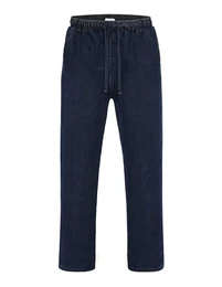 Herren Jeans Stretch Schlupfhose Schlupfjeans Gummizughosen aus Baumwolle Männer-Hose mit Elastische Bund Marineblau XXXL