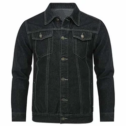 Jeansjacke Herren Denim Jacket Trucker Jacke Übergangsjacke für Männer Freizeitjacke #801 Schwarz M