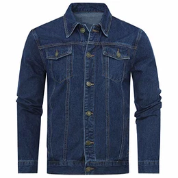 Jeansjacke Herren Denim Jacket Trucker Jacke Übergangsjacke für Männer Freizeitjacke #801 Dunkelblau M