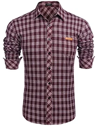 Herren Hemden Langarm Slim fit Shirt Casual männer Kent-Kragen Hemd