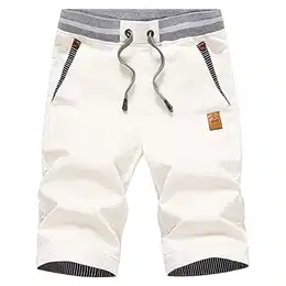 Kurze Hosen Herren Shorts Herren Sommer Chino Gummizug weiß M