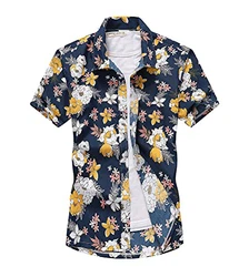 Onsoyours Herrenhemd Kurzarm Oversize Hawaiihemd Blau