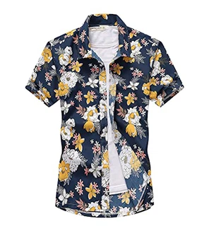 Onsoyours Herrenhemd Kurzarm Oversize Hawaiihemd Blau