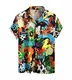 Onsoyours Herren Hemd mit Muster Kurzarmhemd Oversize Shirt Männer Shirts Bunte Herrenhemden Casual Locker 3D Gedruckt Sommerhemden Kent Kragen Hawaiihemd B Grün M