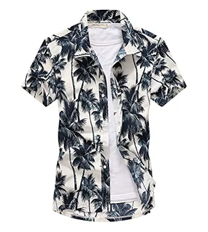Onsoyours Herrenhemd Kurzarm Oversize Hawaiihemd Weiß
