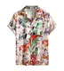 Onsoyours Herren Hemd mit Muster Kurzarmhemd Oversize Shirt Männer Shirts Bunte Herrenhemden Casual Locker 3D Gedruckt Sommerhemden Kent Kragen Hawaiihemd B Weiß M