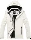 GEMYSE Herren wasserdichte Skijacke Winddichte Fleece Outdoor Winterjacke Regenjacke mit Kapuze (Weiß,M)
