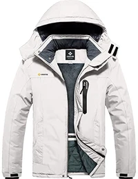 Herren Wasserdichte Berg-Skijacke Winddichte Fleece Outdoor-Winterjacke mit Kapuze (Weiß 08,S)