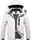GEMYSE Herren Wasserdichte Berg-Skijacke Winddichte Fleece Outdoor-Winterjacke mit Kapuze (Weiß 08,S)