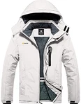 GEMYSE Wasserdichte Skijacke für Herren Winddichte Fleece Outdoor Winterjacke mit Kapuze Weiß
