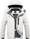 GEMYSE Herren Wasserdichte Skijacke Winddichte Fleece Outdoor Winterjacke Regenjacke mit Kapuze (Weiß 08,M)