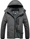 GEMYSE Herren Wasserdichte Berg-Skijacke Winddichte Fleece Outdoor-Winterjacke mit Kapuze (Eisen Grau 08,M)