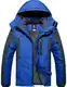 GEMYSE Herren Wasserdichte Berg-Skijacke Winddichte Fleece Outdoor-Winterjacke mit Kapuze (Himmelblau Grau,S)