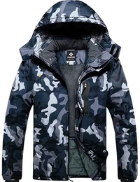 Herren Wasserdichte Berg-Skijacke Winddichte Fleece Outdoor-Winterjacke mit Kapuze (Camouglage 08,M)