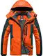 GEMYSE Herren Wasserdichte Berg-Skijacke Winddichte Fleece Outdoor-Winterjacke mit Kapuze (Orange Grau 08,M)