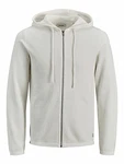 JACK & JONES Strickjacke Kapuze Reißverschluss JJEHILL Knit Cardigan NOOS 12190154 Grau/Weiß