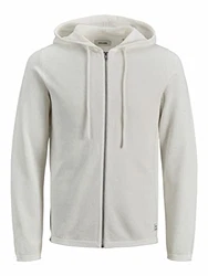 JACK & JONES Strickjacke Kapuze Reißverschluss JJEHILL Knit Cardigan NOOS 12190154 Grau/Weiß