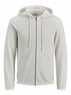 JACK & JONES Strickjacke Kapuze Reißverschluss JJEHILL Knit Cardigan NOOS 12190154 Grau/Weiß