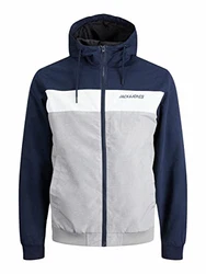 JACK & JONES JJERUSH Hood Bomber NOOS 12200208 Weiß/Dunkelblau/Grau/Hellblau/Blau