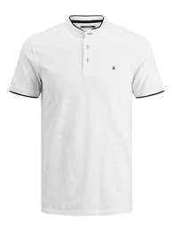 Herren Polo T-Shirt Pique Hemd Kurzarm Basic Oberteil Cotton Logostickerei JJEPAULOS, Farben:Weiß, Größe:M