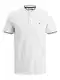JACK & JONES Herren Polo T-Shirt Pique Hemd Kurzarm Basic Oberteil Cotton Logostickerei JJEPAULOS, Farben:Weiß, Größe:M