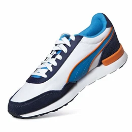 Unisex Smash V2 L Sneaker ( White Dresden Blue Peacoat Weiß Blau Orange, Numeric_43)