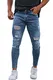 GINGTTO Herren Jeans Ripped Skinny Stretch Slim Fit Denim Mit Löcher Jeans for Männer Blau 32/30