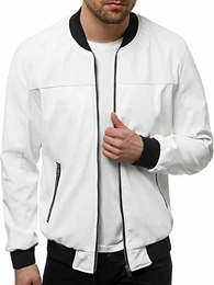 Herren Lederjacke Kunstlederjacke Kunstleder Farbvarianten Jacke Bikerjacke Übergangsjacke Herrenjacke Leder Echtlederjacke Echtleder Wildleder Biker 777/1786K WEIß L