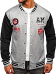 BOLF Herren Baseballjacken Bomberjacke Übergangsjacke Sportjacke J.Style [1A1] Grau (1A1)
