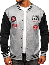 BOLF Herren Baseballjacken Bomberjacke Übergangsjacke Sportjacke J.Style [1A1] Grau (1A1)