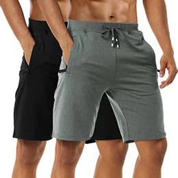 Kurze Hosen Herren - Sporthose Herren Kurz, Laufshorts Männer Sommer Baumwolle Kurze Jogginghose Fitnesshose Shorts Kurz SportShorts Trainingshose Mit Reißverschlusstasch, 2er-Pack Black/Dark Grey-S