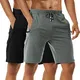 Kurze Hosen Herren - Sporthose Herren Kurz, Laufshorts Männer Sommer Baumwolle Kurze Jogginghose Fitnesshose Shorts Kurz SportShorts Trainingshose Mit Reißverschlusstasch, 2er-Pack Black/Dark Grey-S