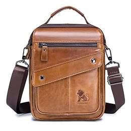 Umhängetaschen Herren Leder Schultertasche für Männer Herrentasche zum Umhängen Handtaschen Crossbody Bag Ledertasche für Arbeit Büro Alltag