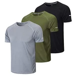 3er Pack Sport Tshirts Herren Funktionsshirt Sport Shirt Männer Schnelltrocknend Trainingsshirt Fitness Sportshirt Laufshirt Kurzarm Herren Atmungsaktive T-Shirt (5286) Schwarz/Grau/Grün (520)