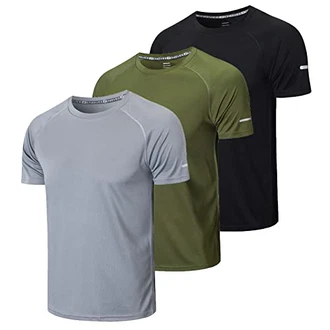 3er Pack Sport Tshirts Herren Funktionsshirt Sport Shirt Männer Schnelltrocknend Trainingsshirt Fitness Sportshirt Laufshirt Kurzarm Herren Atmungsaktive T-Shirt (5286)