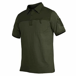 Militär Hemd Herren Leicht Baumwolle Funktionsshirt Outdoor Wandern Shirts Herren Sommer Jagdhemd Pique Polo Casual Frezeitshirt mit Umlegekragen Armeegrün M